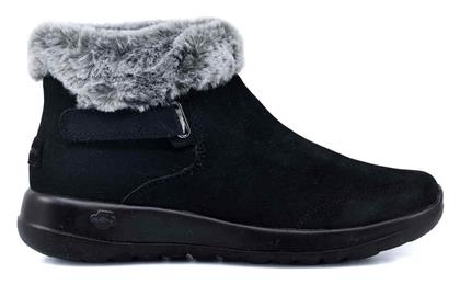 Skechers On The Go Suede Γυναικεία Μποτάκια με Πλατφόρμα & Γούνα Μαύρα