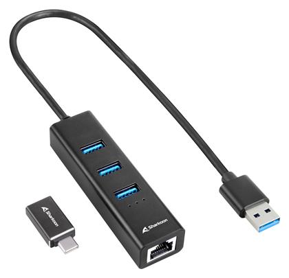 Sharkoon USB 3.2 Hub 4 Θυρών με σύνδεση USB-A / USB-C / Ethernet