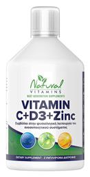 Natural Vitamins Vitamin C + D3 + Zinc Πολυβιταμίνη Πορτοκάλι 500ml