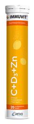 Leriva Pharma Immuvit C+D3+Zn Πολυβιταμίνη Λεμόνι 20 αναβράζοντα δισκία