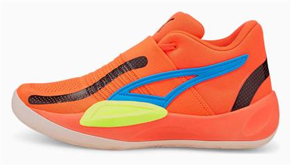 Puma Rise Nitro Χαμηλά Μπασκετικά Παπούτσια Fiery Coral / Lime Squeeze