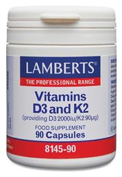 Lamberts Vitamins D3 & K2 Βιταμίνη 2000iu 90mcg 90 κάψουλες