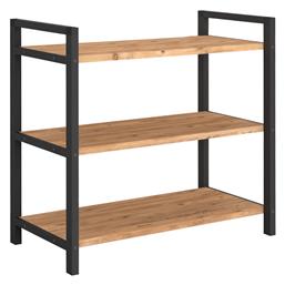 Ξύλινη Παπουτσοθήκη Navari με 3 Ράφια Μαύρη / Pine Oak Μ66xΠ36xΥ70cm