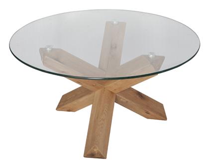 Τραπεζάκι Σαλονιού Glass 80x80x42cm Διαφανο Oak