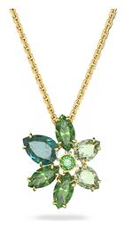 Swarovski Green Κολιέ με σχέδιο Λουλούδι Επιχρυσωμένο