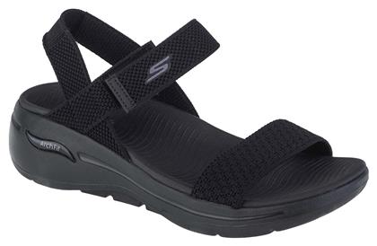 Skechers Go Walk Arch Fit Γυναικεία Σανδάλια σε Μαύρο / Μαύρο Χρώμα