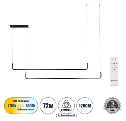 GloboStar DUO Κρεμαστό Φωτιστικό Μαύρο 220x4x25εκ.
