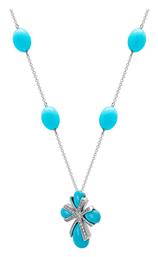 Kiriakos Gofas Λευκόχρυσος Σταυρός Με Αλυσίδα 14K