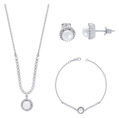 Kiriakos Gofas Σετ Κοσμημάτων από Λευκόχρυσο 14K