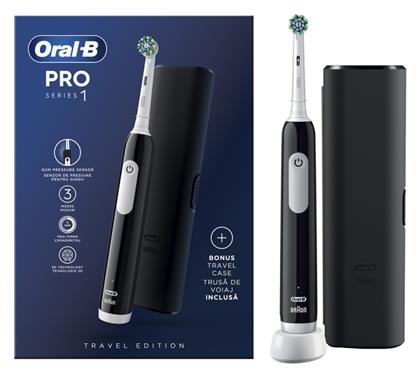 Oral-B Pro Series 1 Ηλεκτρική Οδοντόβουρτσα με Χρονομετρητή, Αισθητήρα Πίεσης και Θήκη Ταξιδίου Μαύρη