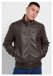 Funky Buddha Biker Δερμάτινο Μπουφάν Καφέ από το Outletcenter