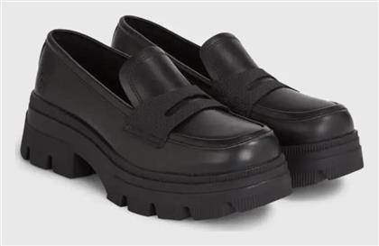 Calvin Klein Δερμάτινα Γυναικεία Loafers σε Μαύρο Χρώμα