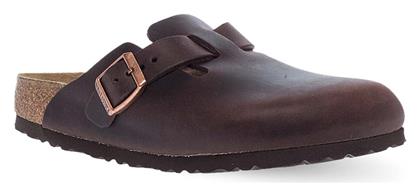 Birkenstock Boston Habana Δερμάτινες Χειμερινές Ανδρικές Παντόφλες Καφέ