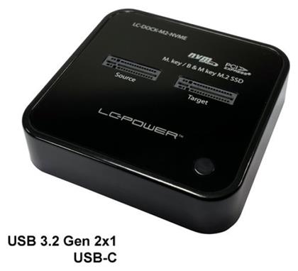 LC-Power Docking Station για 2 Σκληρούς Δίσκους PCIe/SATA M.2 (2230)'' / M.2 (2242)'' / M.2 (2260)'' / M.2 (2280)'' με σύνδεση USB 3.2 (LC-DOCK-M2-NVME)