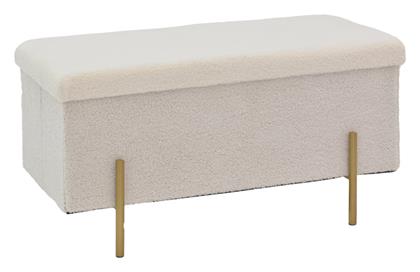 Σκαμπό Σαλονιού με Αποθηκευτικό Χώρο Ziwel Λευκό-χρυσό 80x40x40εκ.