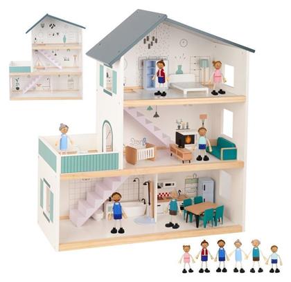 Tooky Toys Dollhouse With 8 Figures Ξύλινο Κουκλόσπιτο