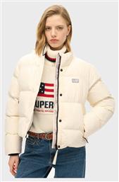 Superdry Cropped Γυναικείο Αθλητικό Μπουφάν Off White