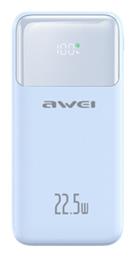 Awei P106K Power Bank 10000mAh 22.5W με 2 Θύρες USB-A και Θύρα USB-C Μπλε