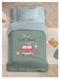 Nima Παιδικό Πάπλωμα Μονό με Γέμιση Microfiber Fire Truck Πράσινο 160x240εκ.