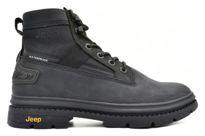 Jeep Footwear Δερμάτινα Μαύρα Ανδρικά Μποτάκια