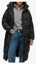 Superdry Μακρύ Γυναικείο Puffer Μπουφάν για Χειμώνα Black