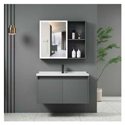 Woodwell IDEA-1 Πάγκος με Νιπτήρα & Καθρέπτη Μ60xΒ45xΥ47cm Γκρι