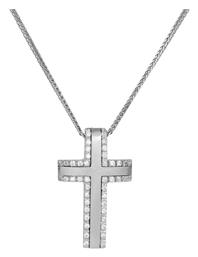 Λευκόχρυσος Σταυρός 14Κ Διπλής Όψης