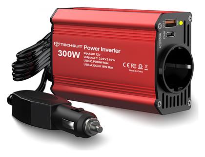 Techsuit Inverter Αυτοκινήτου 300W για Μετατροπή 12V DC σε 220V AC
