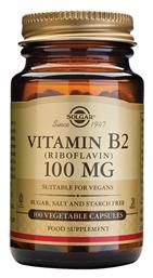 Solgar Vitamin B2 Βιταμίνη 100mg 100 φυτικές κάψουλες