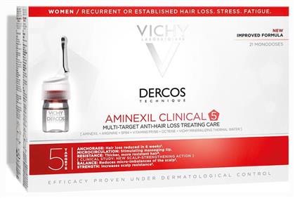 Vichy Dercos Technique Aminexil Clinical 5 Αμπούλες Μαλλιών κατά της Τριχόπτωσης για Γυναίκες 21x6ml