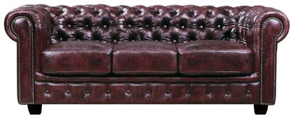 Chesterfield τ.689 Τριθέσιος Antique Κόκκινο 201x92x72εκ.